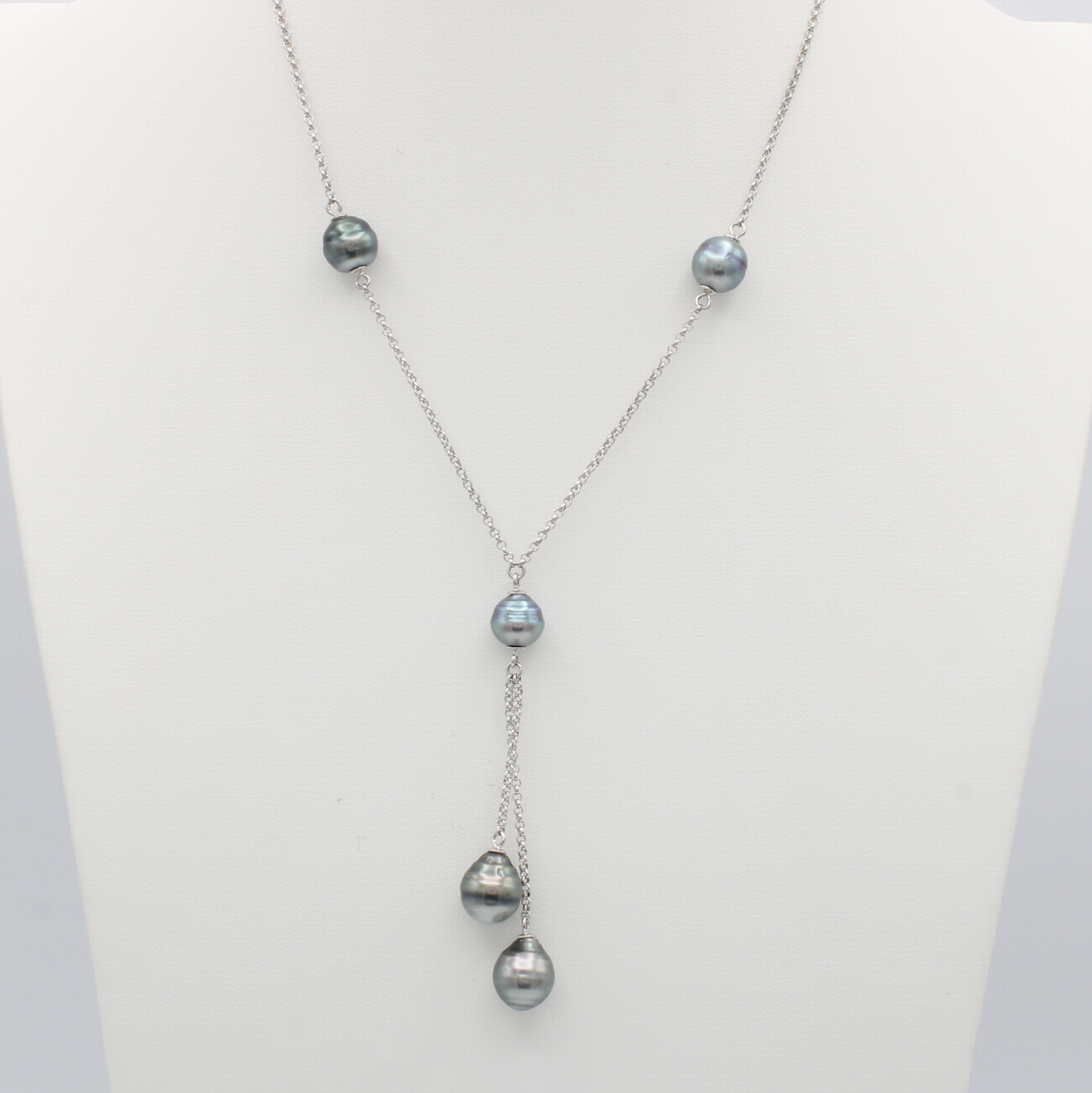 Image 27116114 - Kette mit Tahitizuchtperlen, 925er Silber, anthrazitfarb. Perlen, D. ca. 8-9 mm, in L. ...