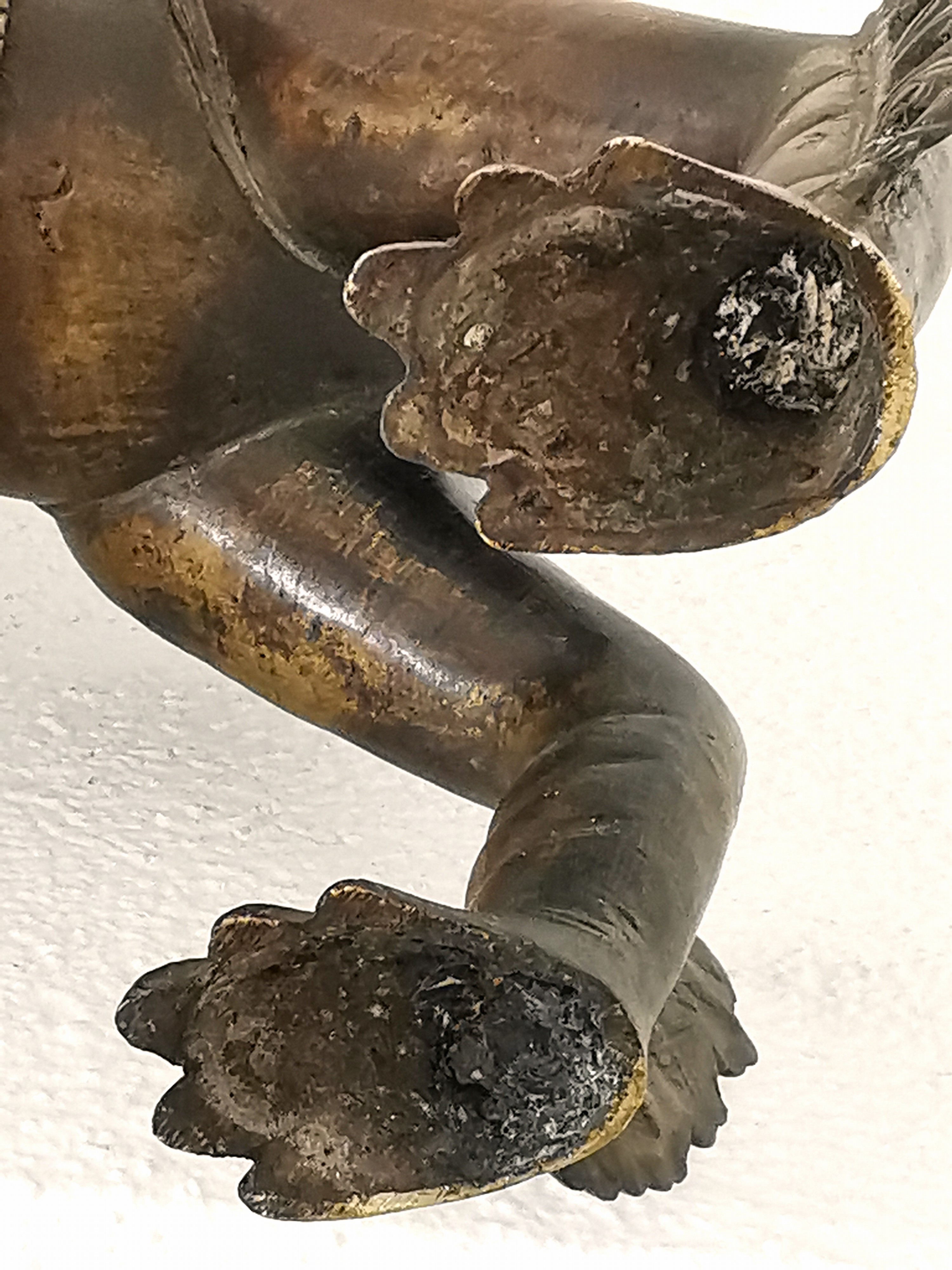 Detail i: Tempellöwen-Paar aus Bronze, Nepal, 19.Jh., Bronze, vollplastisch, männliches und weibliches Exemplar, weit geöffnete Mäuler mit heraushängenden ...