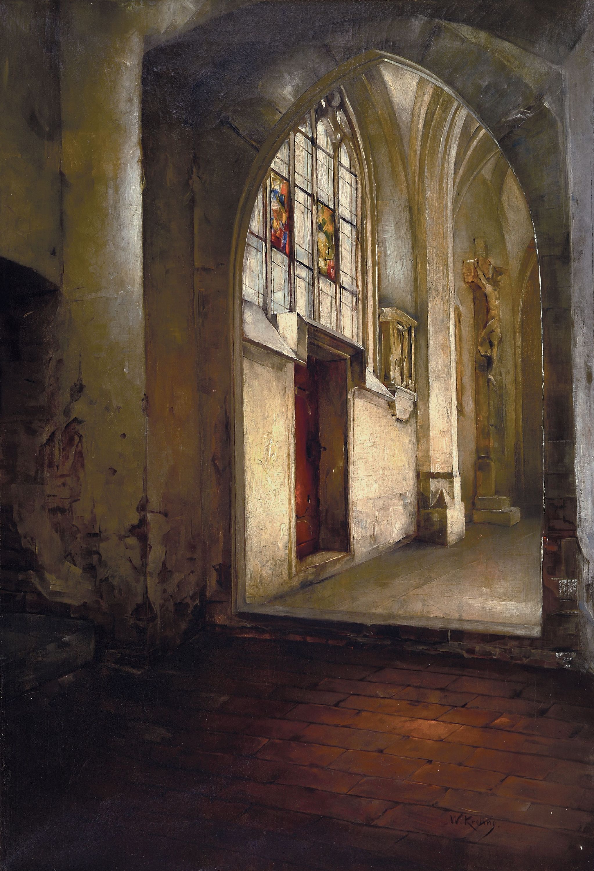 Image 27116187 - Wilhelm Kreling, 1855 Nürnberg-1937 München, Kircheninterieur, Öl/Lwd, rechts unten ...