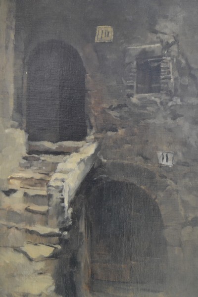 27116106a - Carl Schuch, 1846-1903 Wien, Treppe in Olevano, 1875, bez. ´Olevano 1875´, eine ...