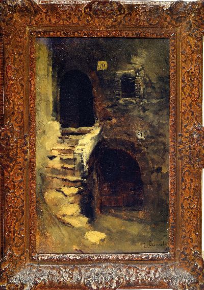 27116106k - Carl Schuch, 1846-1903 Wien, Treppe in Olevano, 1875, bez. ´Olevano 1875´, eine ...