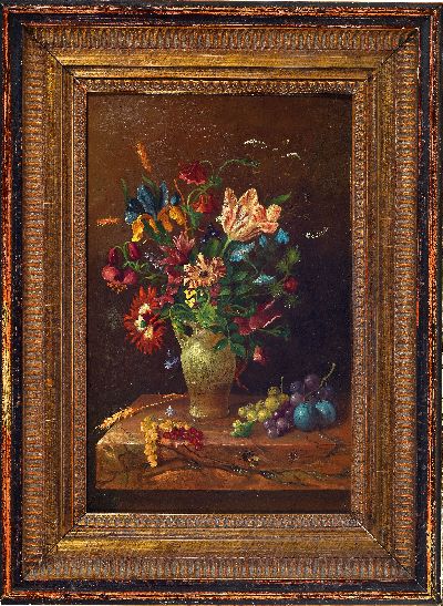 27116109k - Unbekannter Künstler des 19. Jh., Üppiges Blumenstillleben im Stil der alten ...