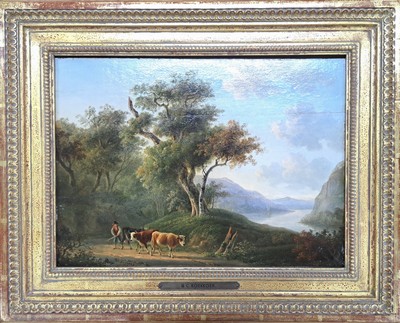 27116110a - Barend Cornelis Koekkoek, 1803 Middelburg-1862 Kleve, Ideale Landschaft mit Flusslauf, ...