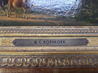 27116110b - Barend Cornelis Koekkoek, 1803 Middelburg-1862 Kleve, Ideale Landschaft mit Flusslauf, ...