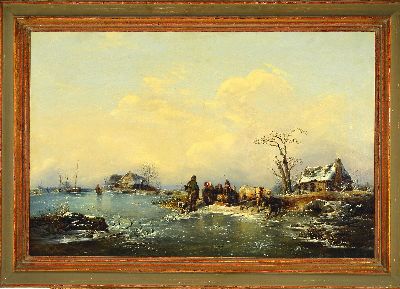 27116112k - Zuschreibung: Jan Michiel Ruyten, 1813-1881 Antwerpen, Winterlandschaft mit gefrorenem ...