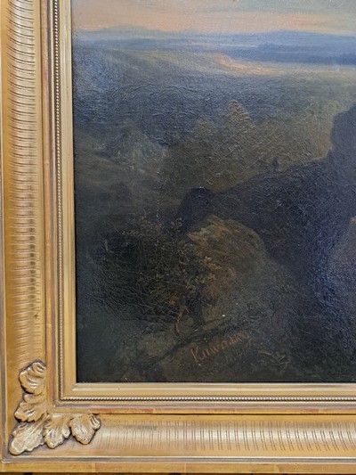 27116115e - Leopold Kuwasseg, 1804 Triest-1862 Graz, strohgedeckte Bauernhäuser mit Personen am ...