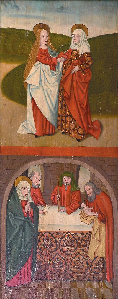 Image Retabel-Flügel, süddeutsch, ausgehendes 15.Jh., recto: Die Heimsuchung Maria und Jesu ...