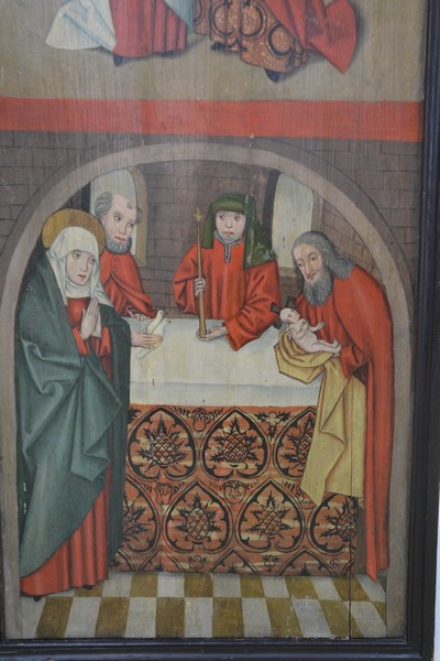 27116118f - Retabel-Flügel, süddeutsch, ausgehendes 15.Jh., recto: Die Heimsuchung Maria und Jesu ...
