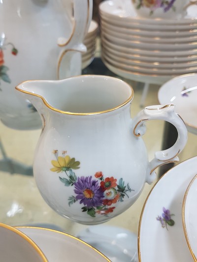 27116137c - Coffee service, Fürstenberg, 1960s, porcelain with colorful decoration of floral ...