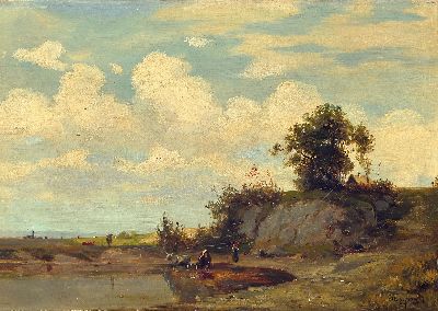 Image Gustav Adolf Thamm, 1859-1925 Dresden, wohl sächsische Landschaft bzw. Hirtenstück mit ...