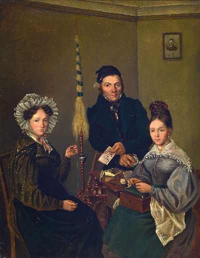 Image Schwarzwälder Trachtenbildnis, 1. Hälfte 19.Jh., Bildnis der Familie Stoll, die Mutter ...