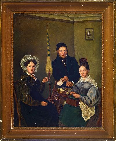 27116143k - Schwarzwälder Trachtenbildnis, 1. Hälfte 19.Jh., Bildnis der Familie Stoll, die Mutter ...
