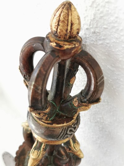 27116164k - Ritualdolch sog. Kartika, Tibet/Nepal, 19.Jh. , gelochte Eisenklinge, mit Flammen- und ...