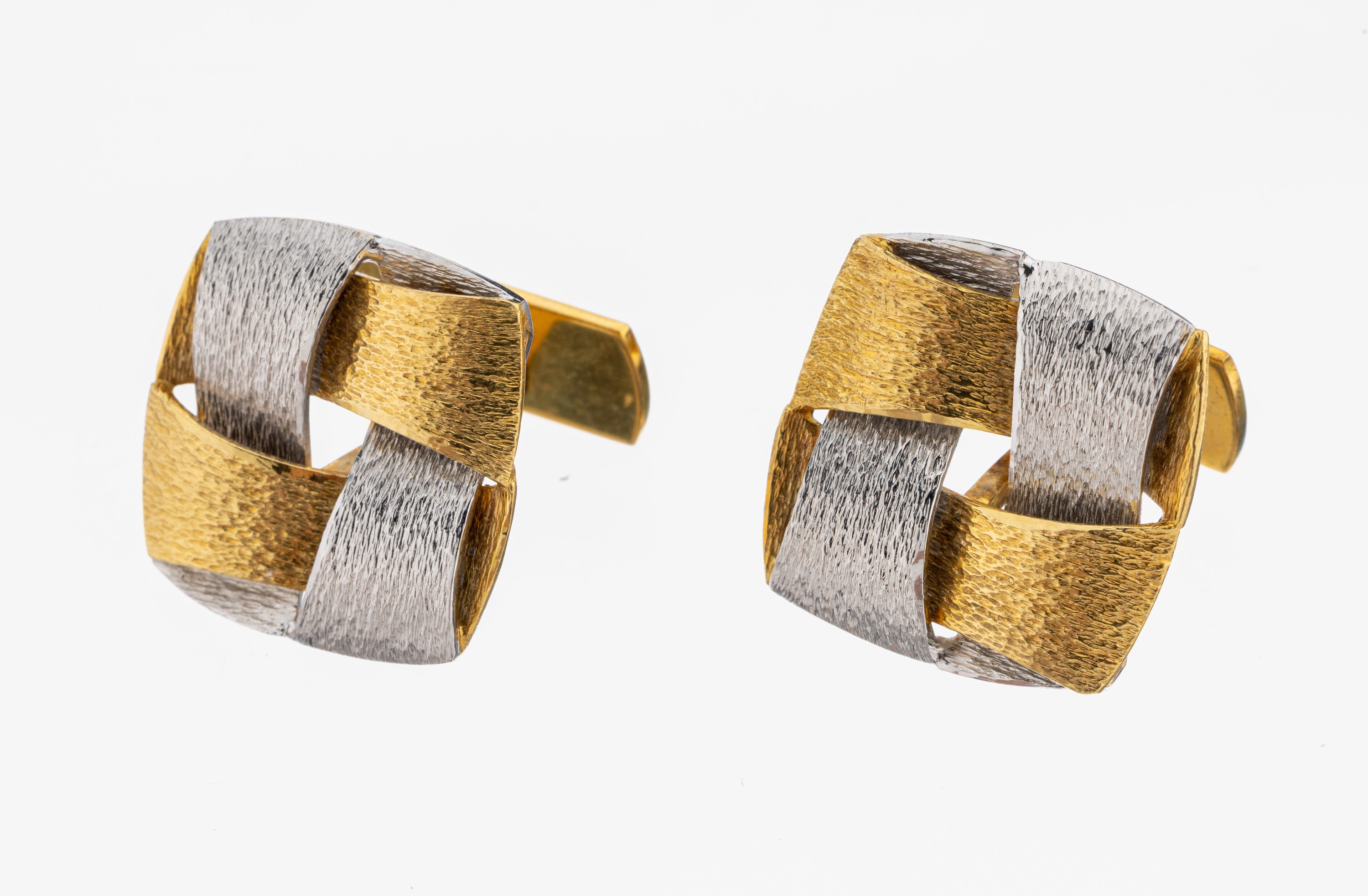 Image 27116313 - Paar 18 kt Gold Manschettenknöpfe, GG/WG 750/000, Oberfläche strukt., Knotenform, ca. ...