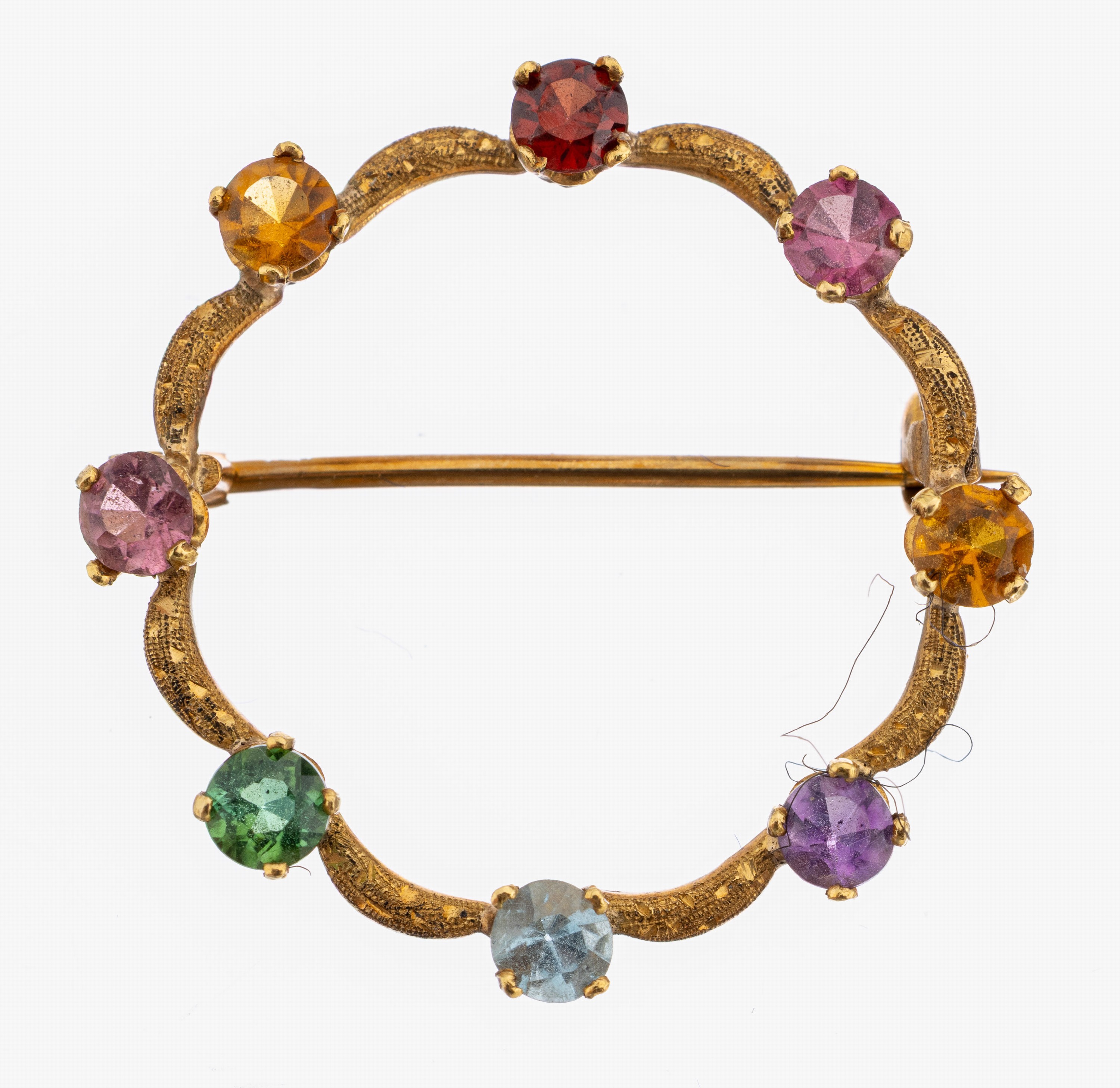 Image 27116327 - 18 kt Gold Farbstein-Brosche, GG 750/000, 8rundfacett. Farbsteine, u.a. Citrine, ...