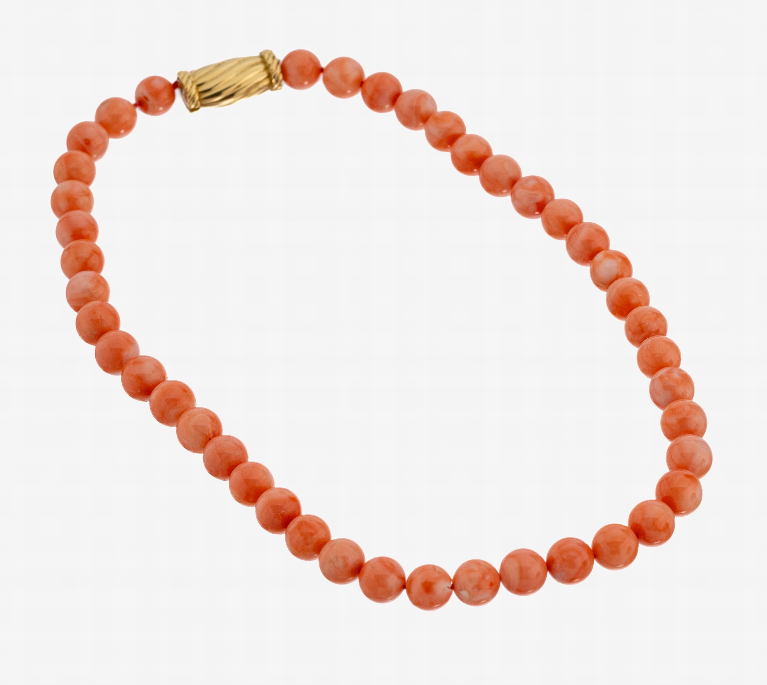 Image 27116345 - Korallen-Collier mit 18 kt Gold Schließe, GG 750/000, Engelhautkorallen-Kugeln, D. ca. ...