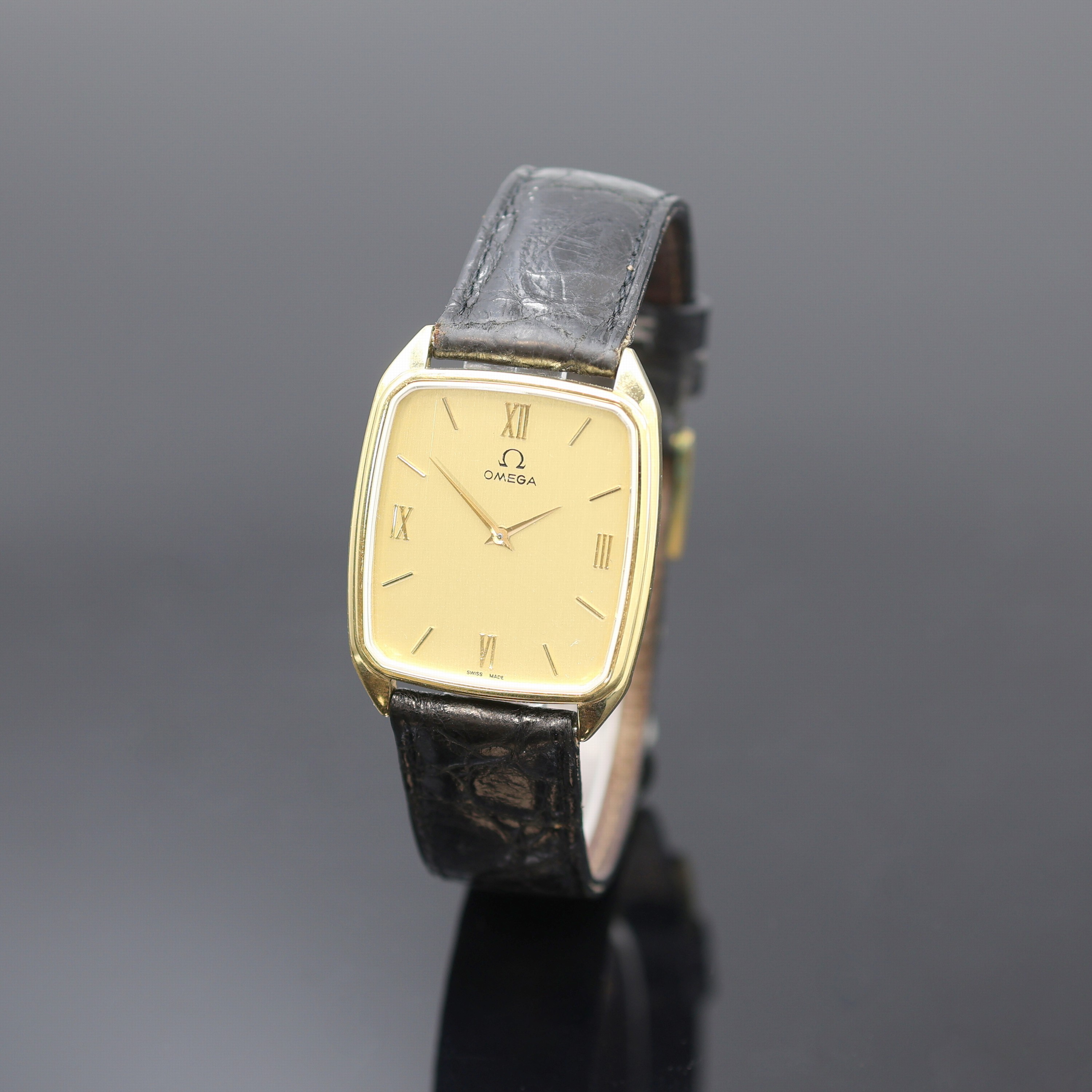 Image 27116350 - OMEGA Armbanduhr in GG 750/000 Referenz 191.0079, Schweiz 1980er Jahre, 2-teil. Geh., ...