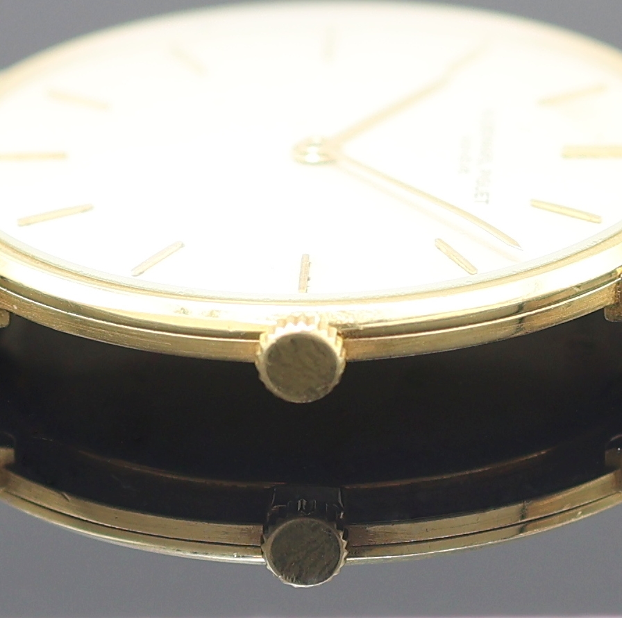 Detail c: AUDEMARS PIGUET hochfeine und seltene Herrenarmbanduhr in GG 750/000, Handaufzug, Schweiz 1970er Jahre, 3-teil. Geh., Boden und Glasrand aufgedr., ...