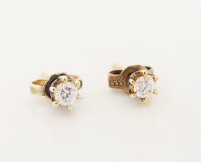Image Paar 14 kt Gold Brillant-Ohrstecker, GG 585/000, 2 Brillanten zus. ca. 0.20 ct ...