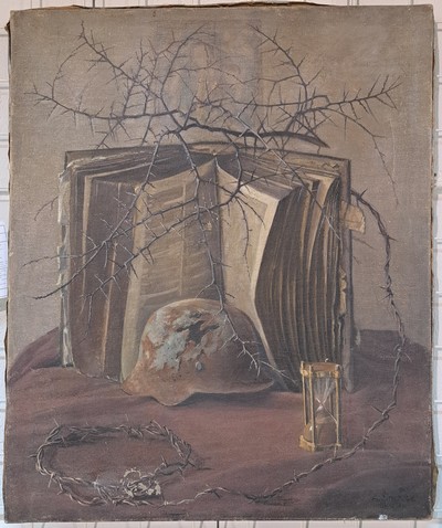 27116349a - Albert Finck, 1895-1958 Bretten, Militaria -Stillleben im Kontext des 2.WK, mit ...