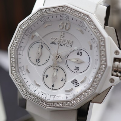 27116354a - CORUM Admiral´s Cup ungetragene Armbandchronograph mit Diamanten Referenz ...