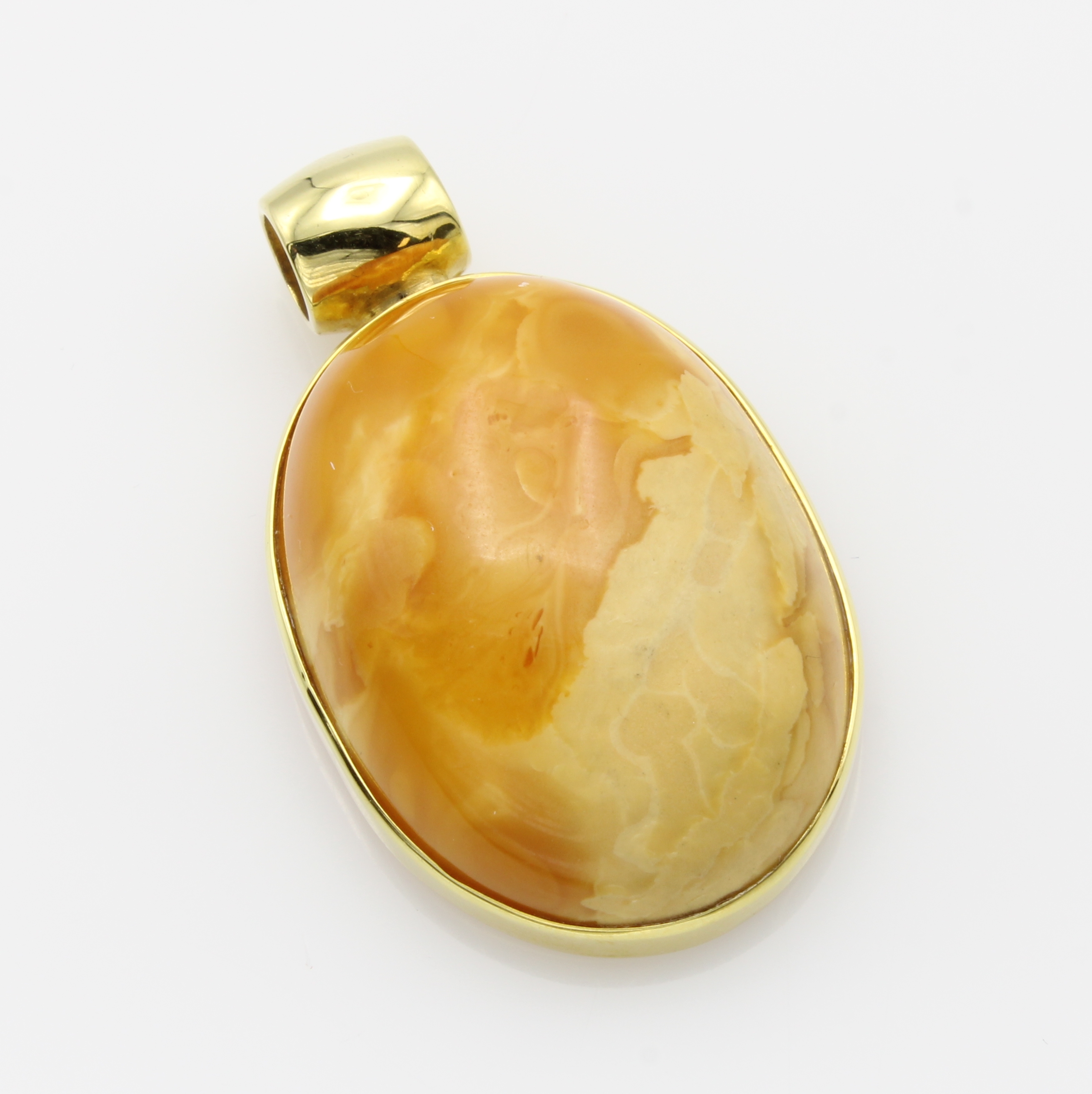 Image 27116508 - Anhänger mit Bernstein, GG 585/000, ovaler Bernstein ca. 16 ct in glatter Fassung ...