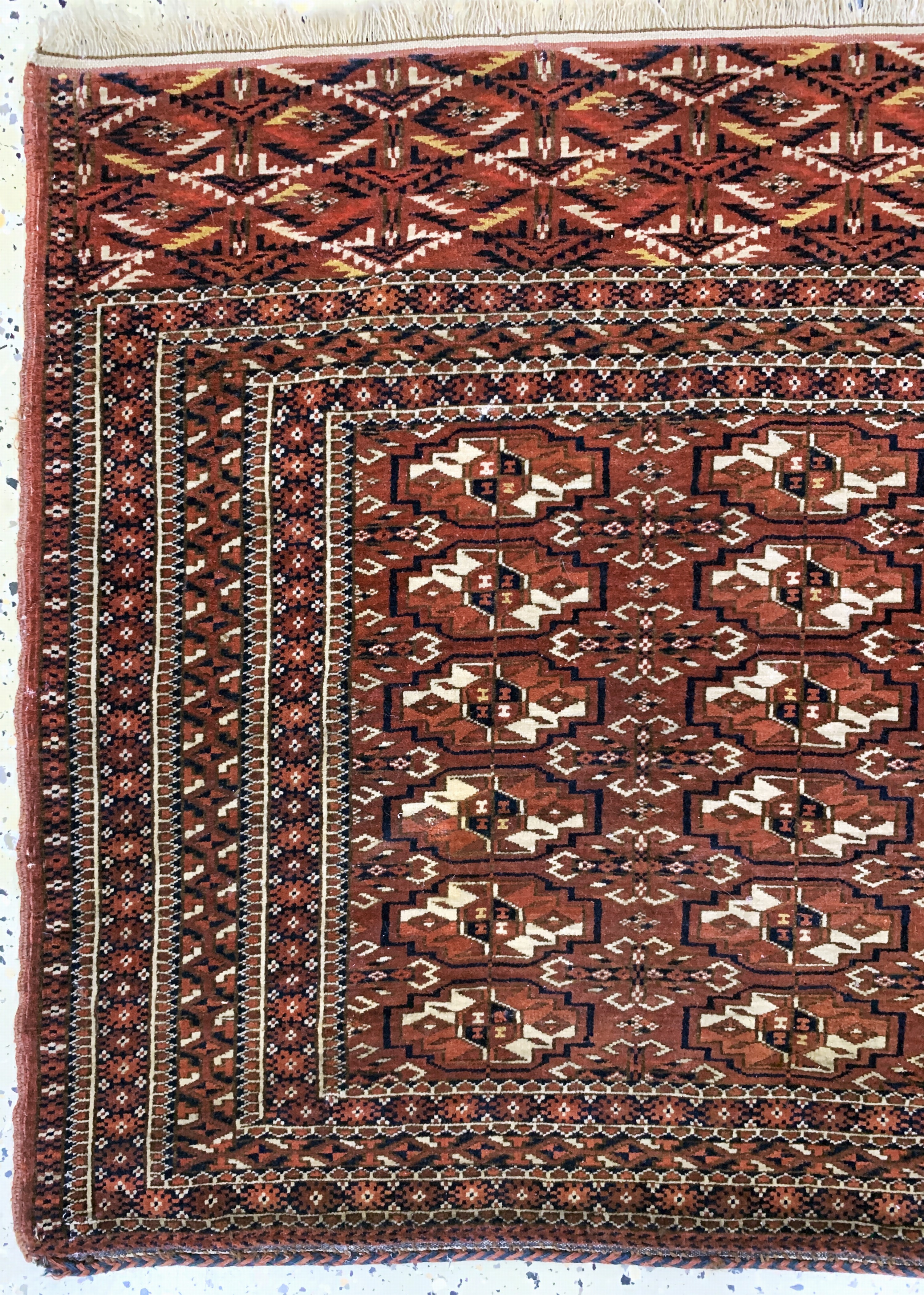 Detail b: Tekke Tschowal antik, Turkmenistan, 19.Jhd,Wolle auf Wolle, ca. 130 x 73 cm, EHZ: 3