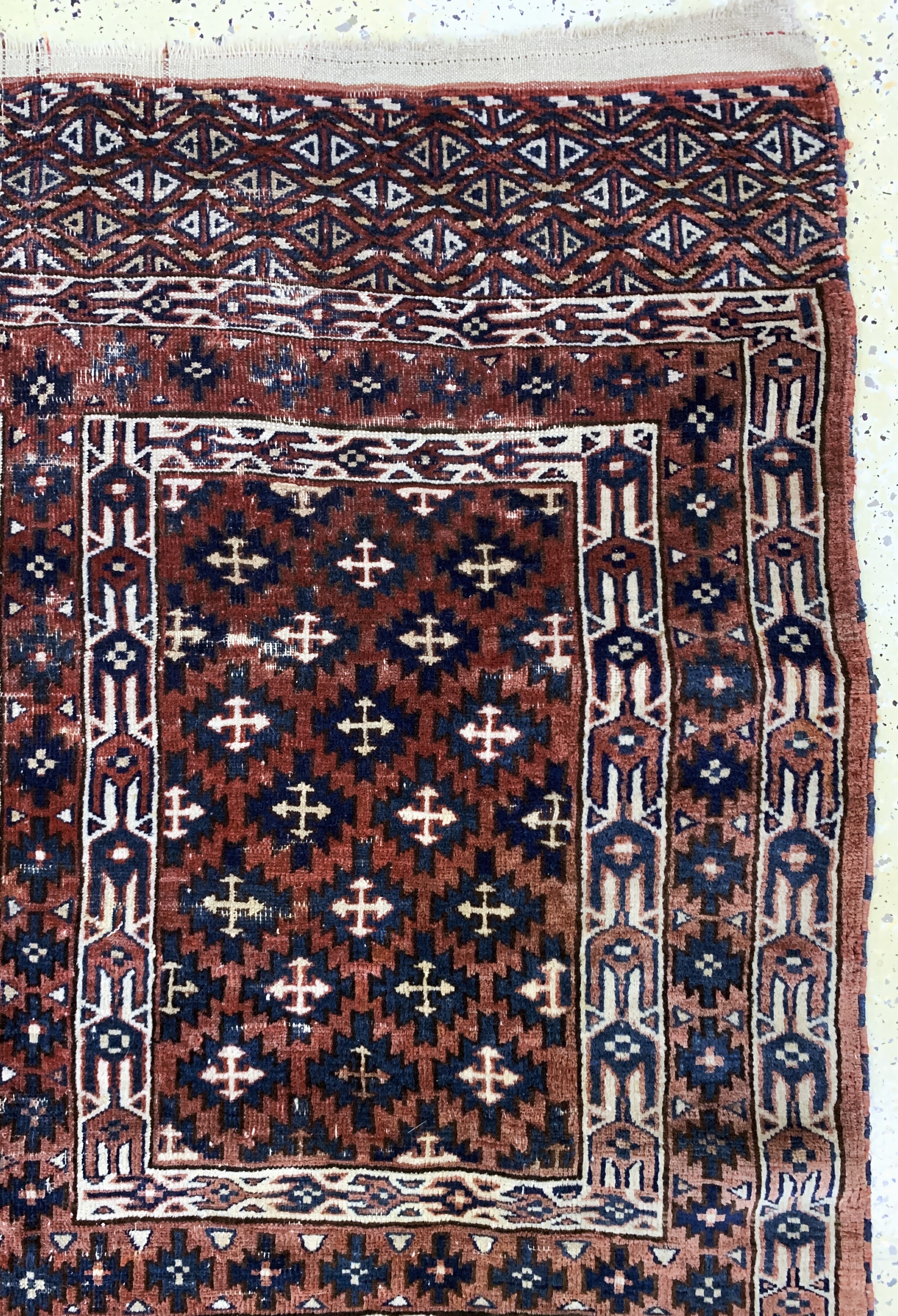 Detail d: Yomud"Engsi"antik, Turkmenistan, 19.Jhd, Wolle auf Wolle, ca. 180 x 125 cm, EHZ: 3