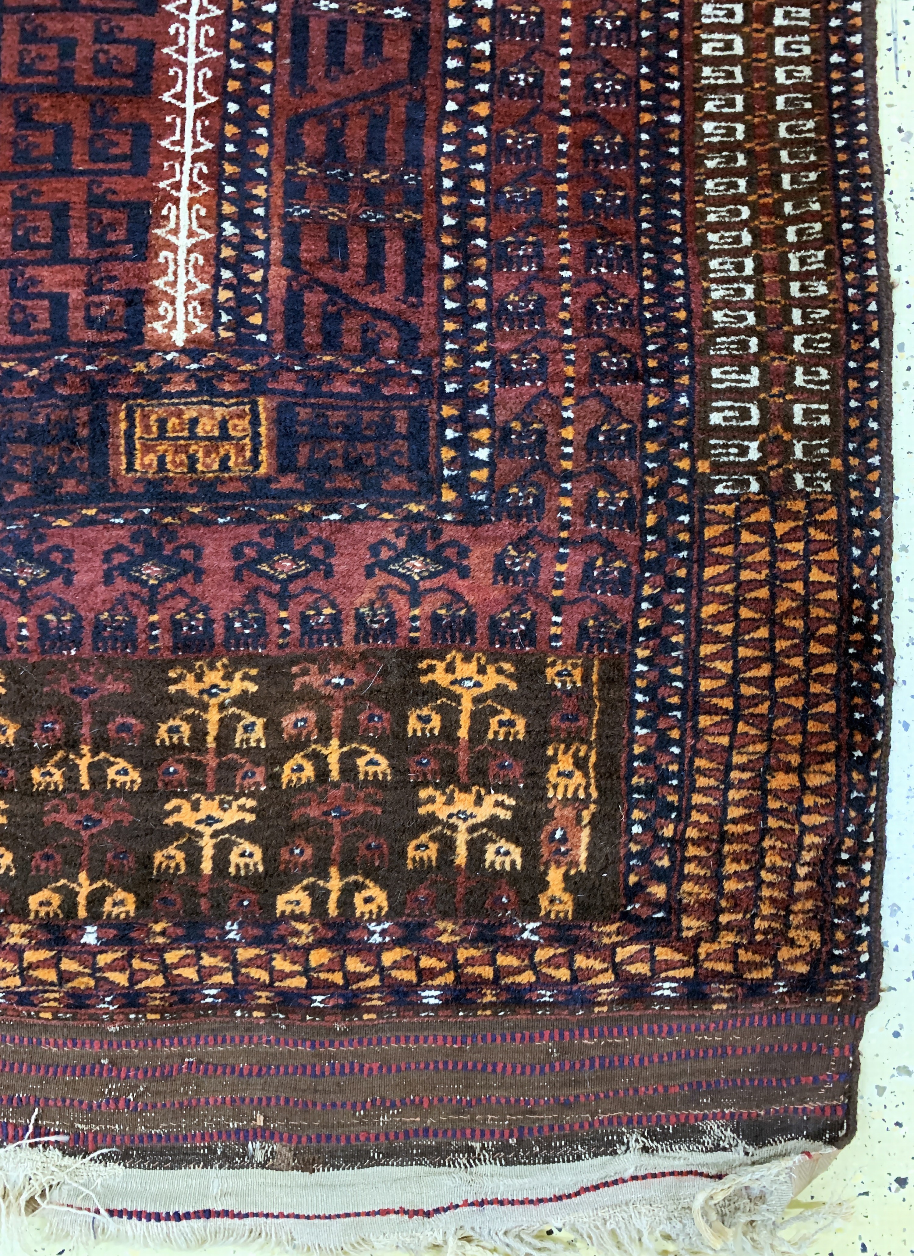 Detail a: Saryk"Engsi"antik, Turkmenistan, 19.Jhd, Wolle auf Wolle, ca. 180 x 150 cm, EHZ: 3