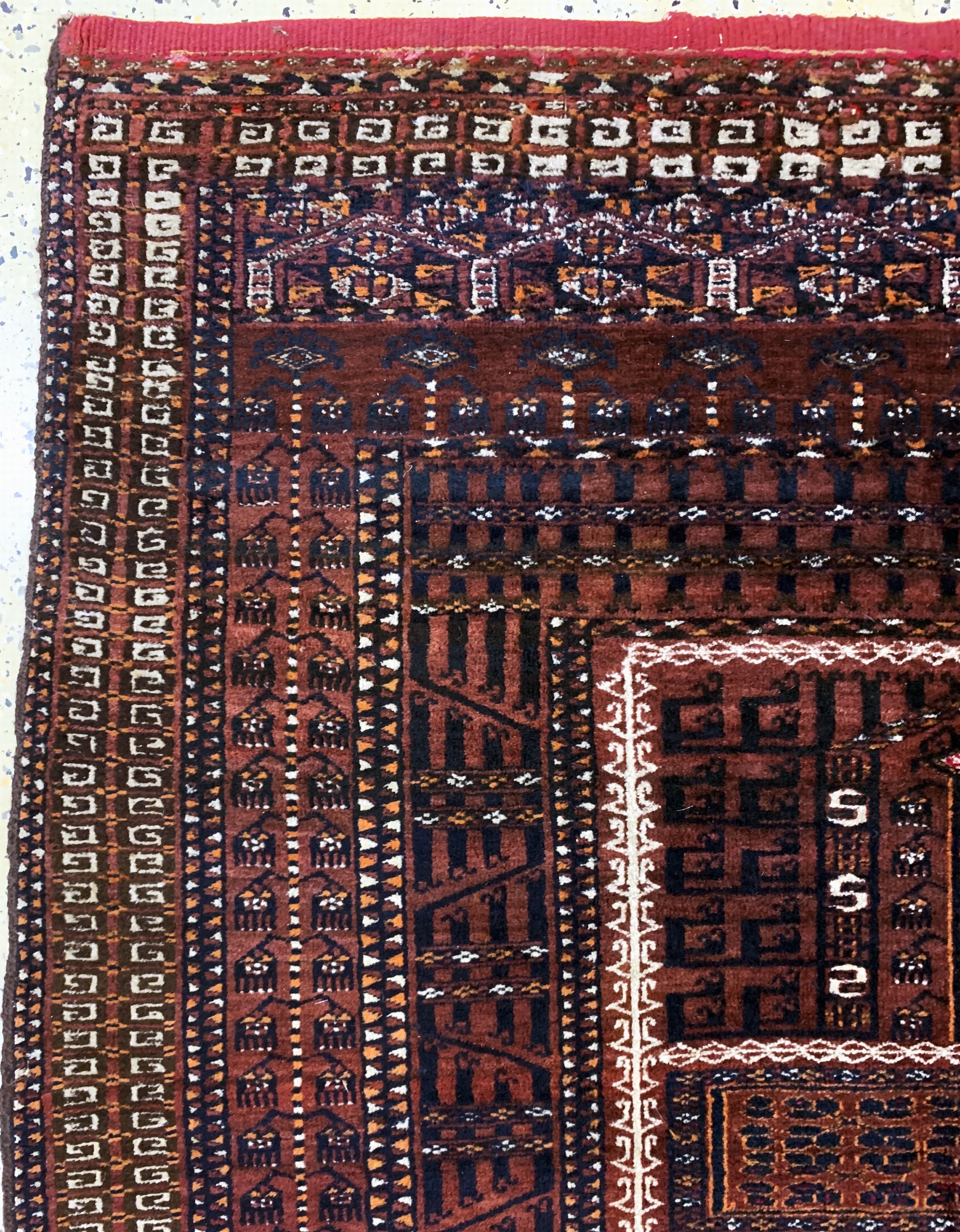 Detail c: Saryk"Engsi"antik, Turkmenistan, 19.Jhd, Wolle auf Wolle, ca. 180 x 150 cm, EHZ: 3
