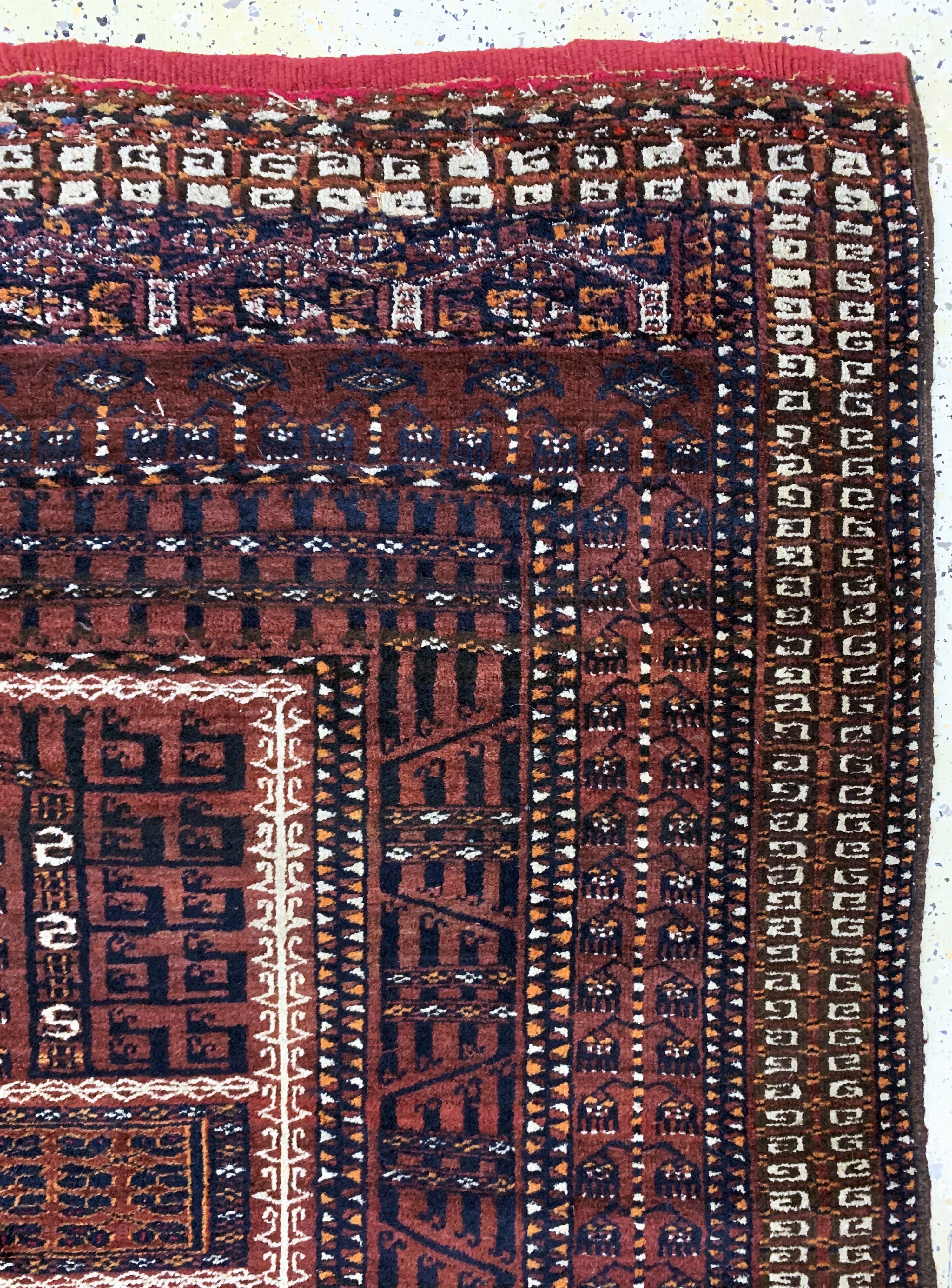 Detail d: Saryk"Engsi"antik, Turkmenistan, 19.Jhd, Wolle auf Wolle, ca. 180 x 150 cm, EHZ: 3