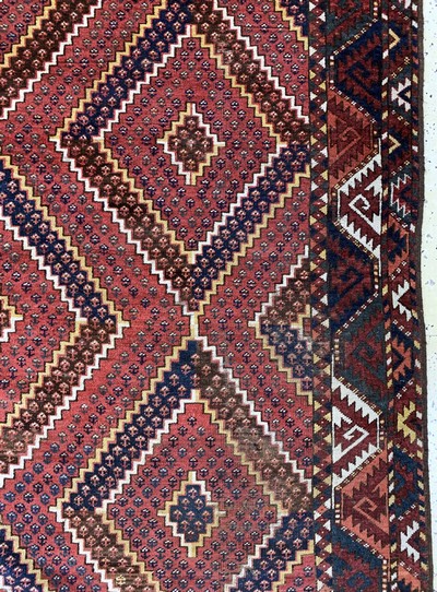 27116526d - Rauten-Beschir Hauptteppich, Turkmenistan antik, 19.Jhd, Wolle auf Wolle, ca. 280 x 190 ...