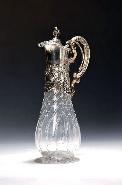 Image Carafe, German, around 1900, 800 florally decorated silver fitting, Gebr. Friedländer, ...