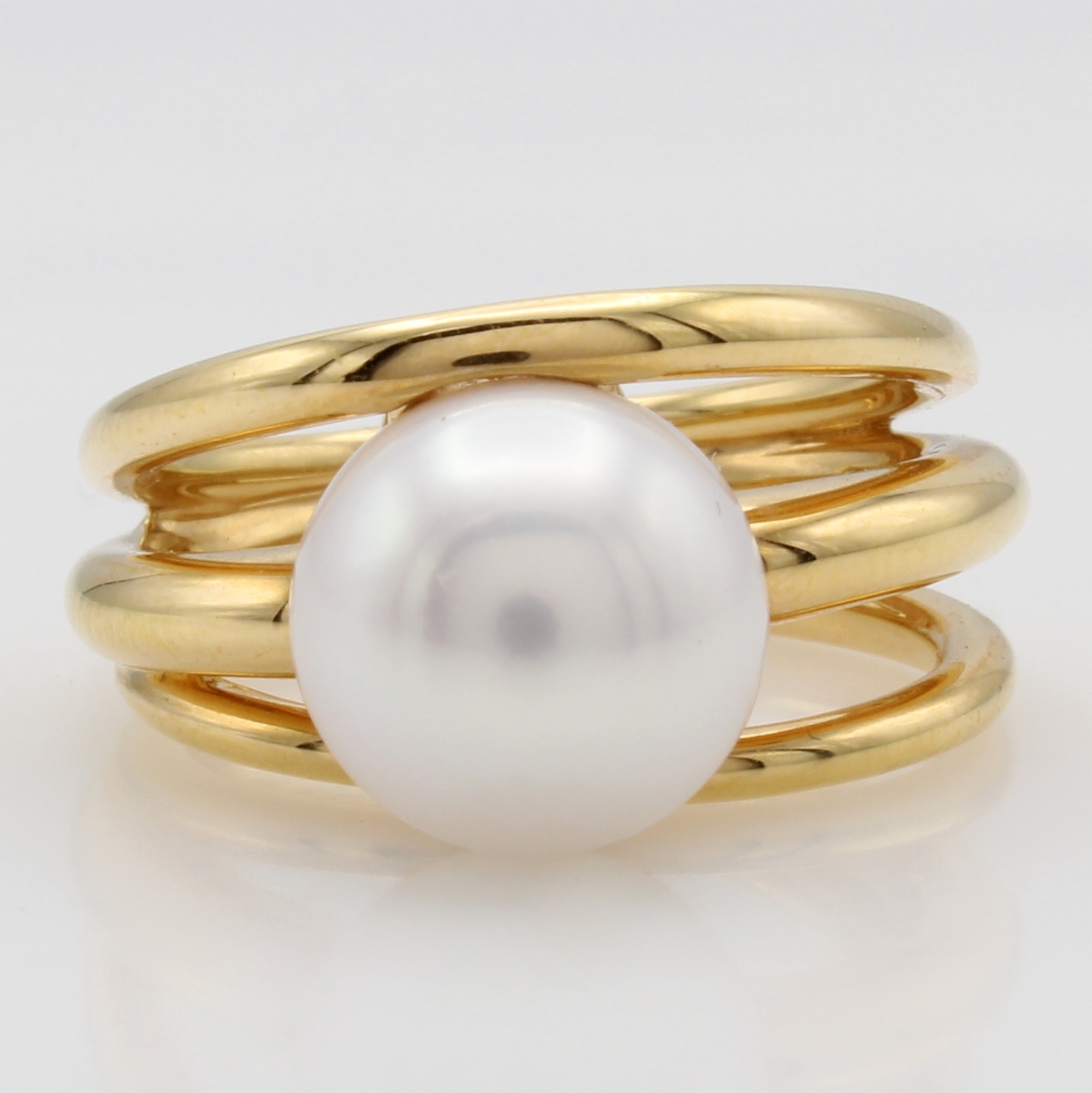 Image 27116715 - Ring mit Süßwasserzuchtperle, GG 750/000, 3-rhg. Optik. weiße Perle v. roséfarb. ...