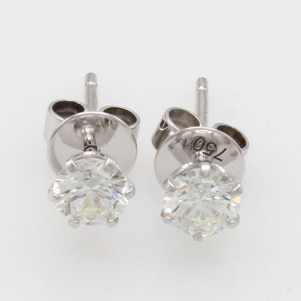 Image 27116860 - Paar Ohrstecker mit Brillanten, WG 750/000, 2 Brill. zus. ca. 0.74 ct Weiß/si in ...