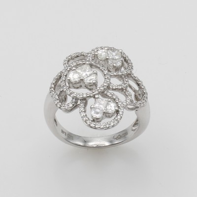 27116845a - Ring mit Diamanten und Brillanten, WG 750/ 000, verspieltes, ornamentreiches Design, ...