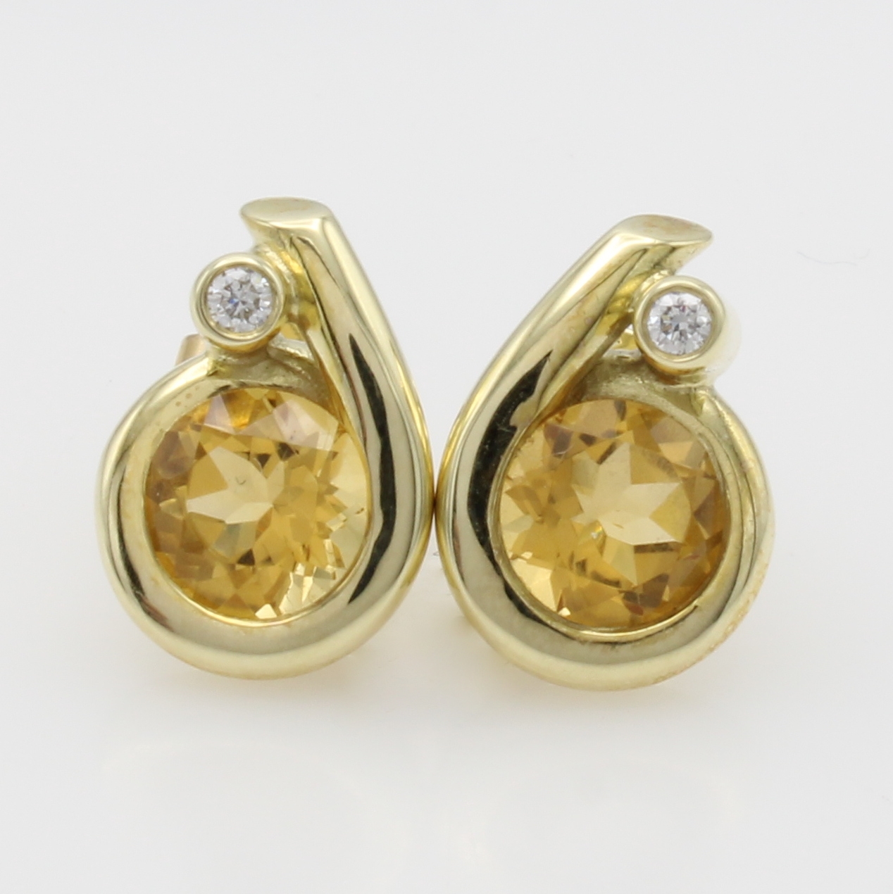 Image 27117052 - Paar Ohrstecker mit Citrinen und Brillanten, runde, fac. Citrine ca. 2.20 ct, Brill. zus. ...