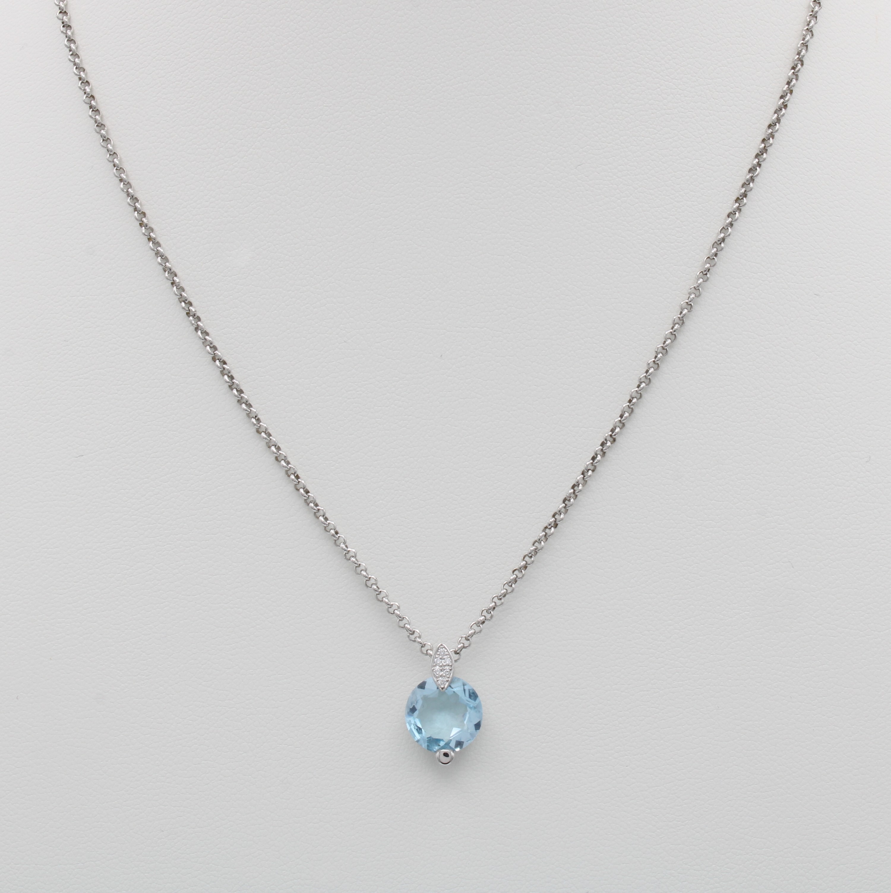Image 27117153 - Collier mit Blautopas und Brillanten, WG 585/000, runder, fac. Blautopas (beh.) ca. 5 ...