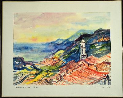 27117161k - Karl Hufnagel, 1906 Harthausen-1995 Speyer, 2 watercolors on paper: 1) Greek fishing ...