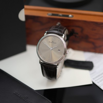 Image BLANCPAIN Ultra-Slim unworn 18k white gold gents wristwatch reference 6651-1504-55B, self ...