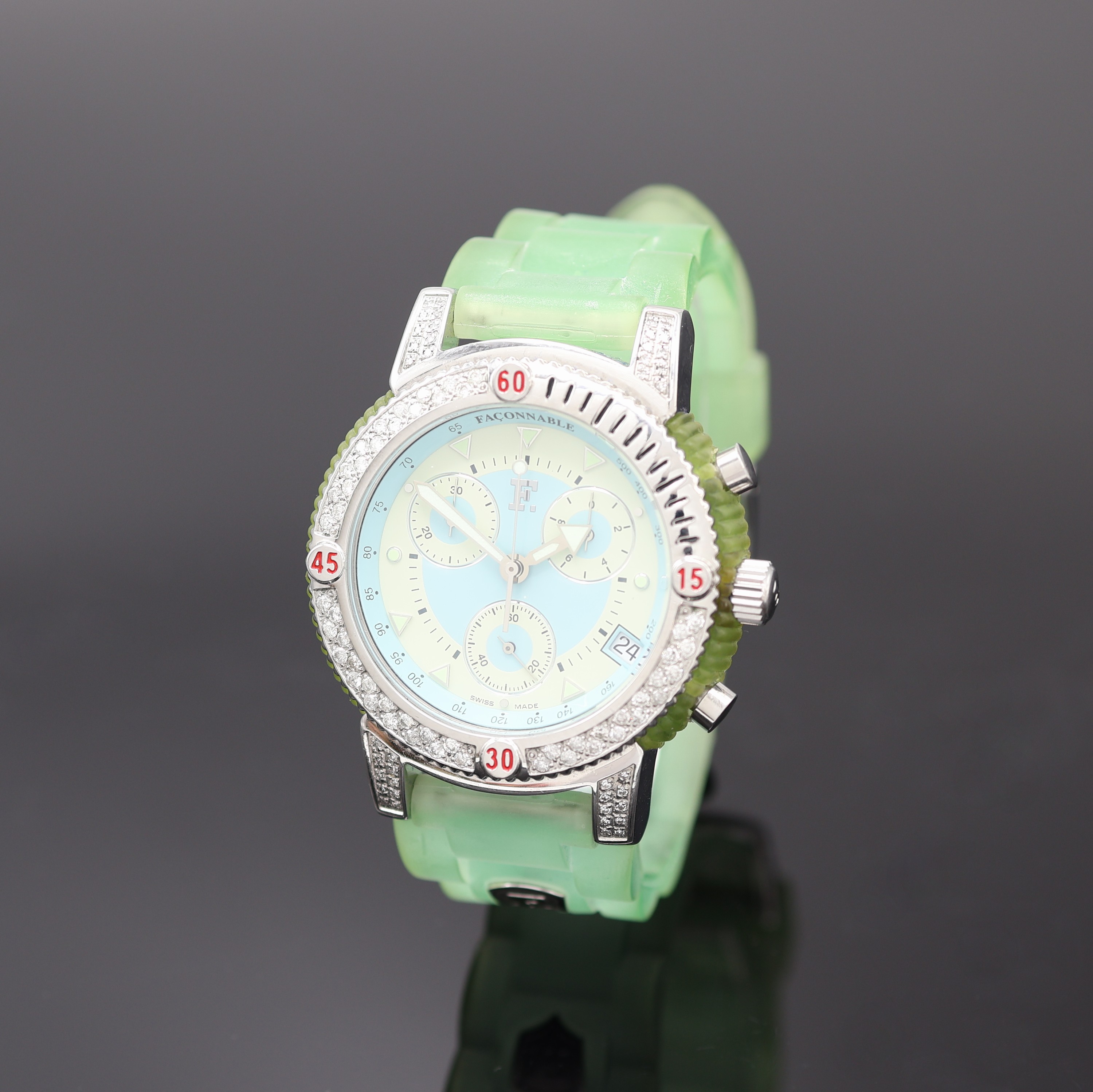 Image 27117253 - FACONNABLE Armbandchronograph, Schweiz um 2000, Edelstahlgeh. inkl. orig. Kautschukband ...