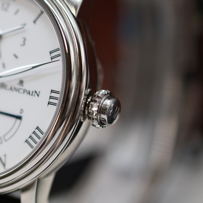 27117206b - BLANCPAIN Villeret Demi-Fuseau Horaire ungetragene Herrenarmbanduhr mit 8-Tagewerk in WG ...