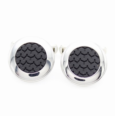 Image Chopard - Mille Miglia Paar Manschettenknöpfe, Edelstahl, schwarzes, gemustertes Gummi, ...