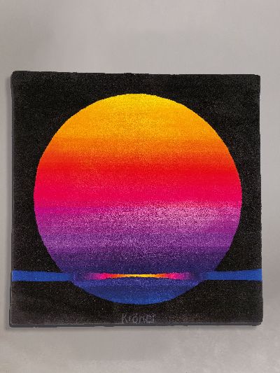 Image Ewald Kröner, tapestry #´Sundown#´, 1970s, virgin wool, hand-knotted, signed, 140x140 ...