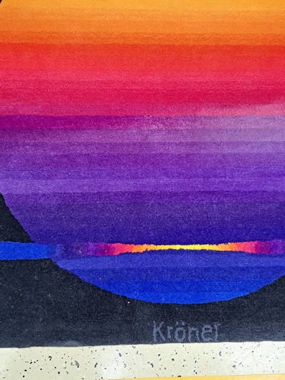 27117212c - Ewald Kröner, Wandteppich ´Sundown´, 1970er -Jahre, Schurwolle, handgeknüpft, ...