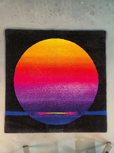 27117212k - Ewald Kröner, Wandteppich ´Sundown´, 1970er -Jahre, Schurwolle, handgeknüpft, ...
