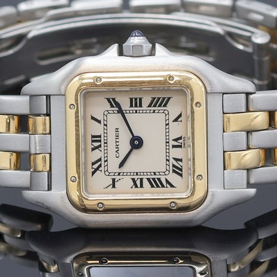27117255a - CARTIER Panthere Damenarmbanduhr in Stahl/Gold Referenz 1120 2, Schweiz um 1990, quarz, ...