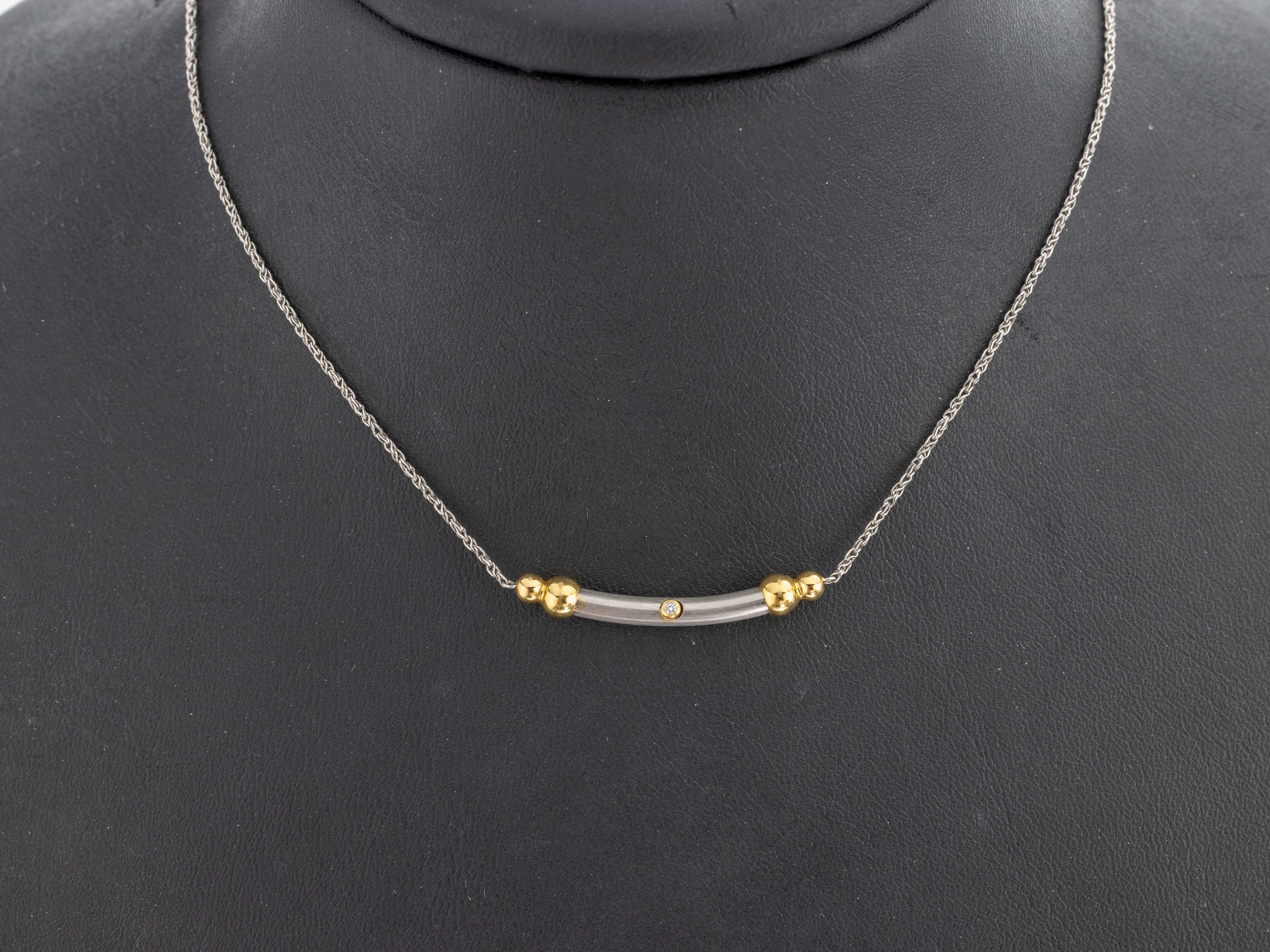Image 27117323 - Platin und 18 kt Gold Brillant-Collier, Pt 950/000 und GG 750/000, längliches ...