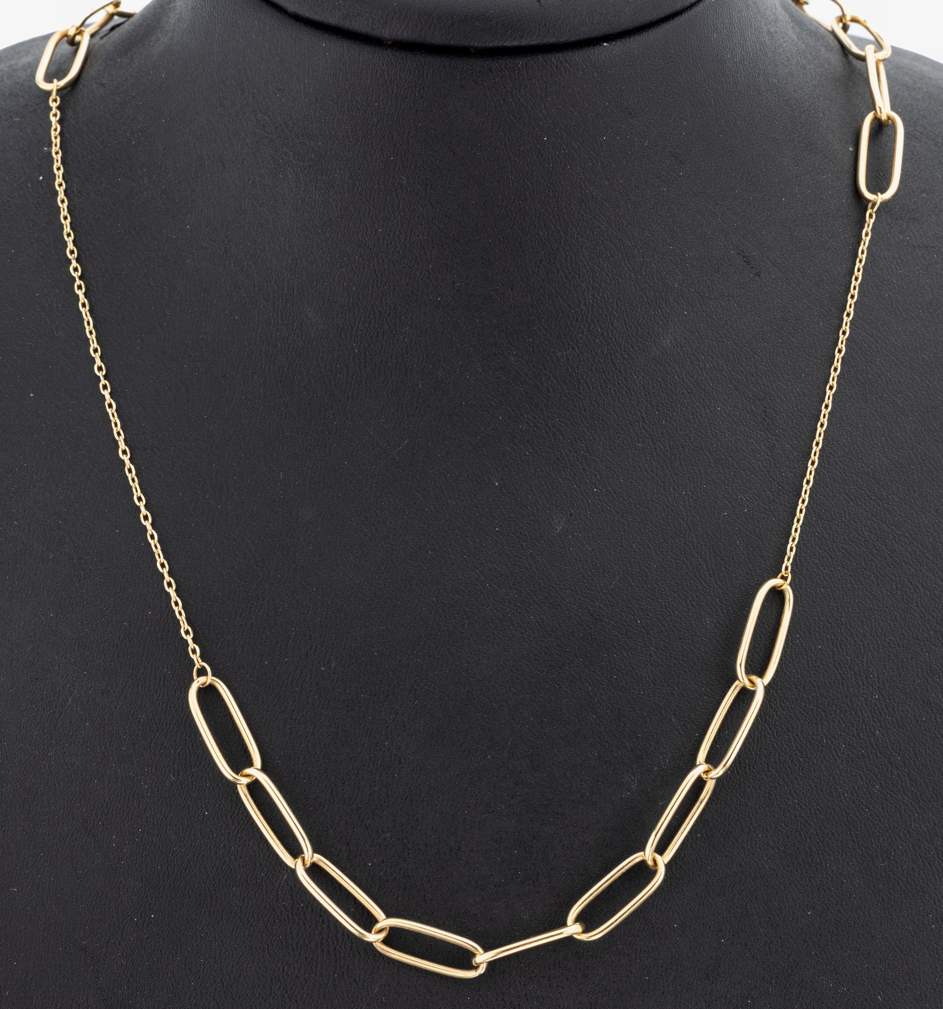 Image 27117327 - 14 kt Gold Collier, GG 585/000, länglich ovale Glieder, L. variabel ca. 79-82 cm, ...