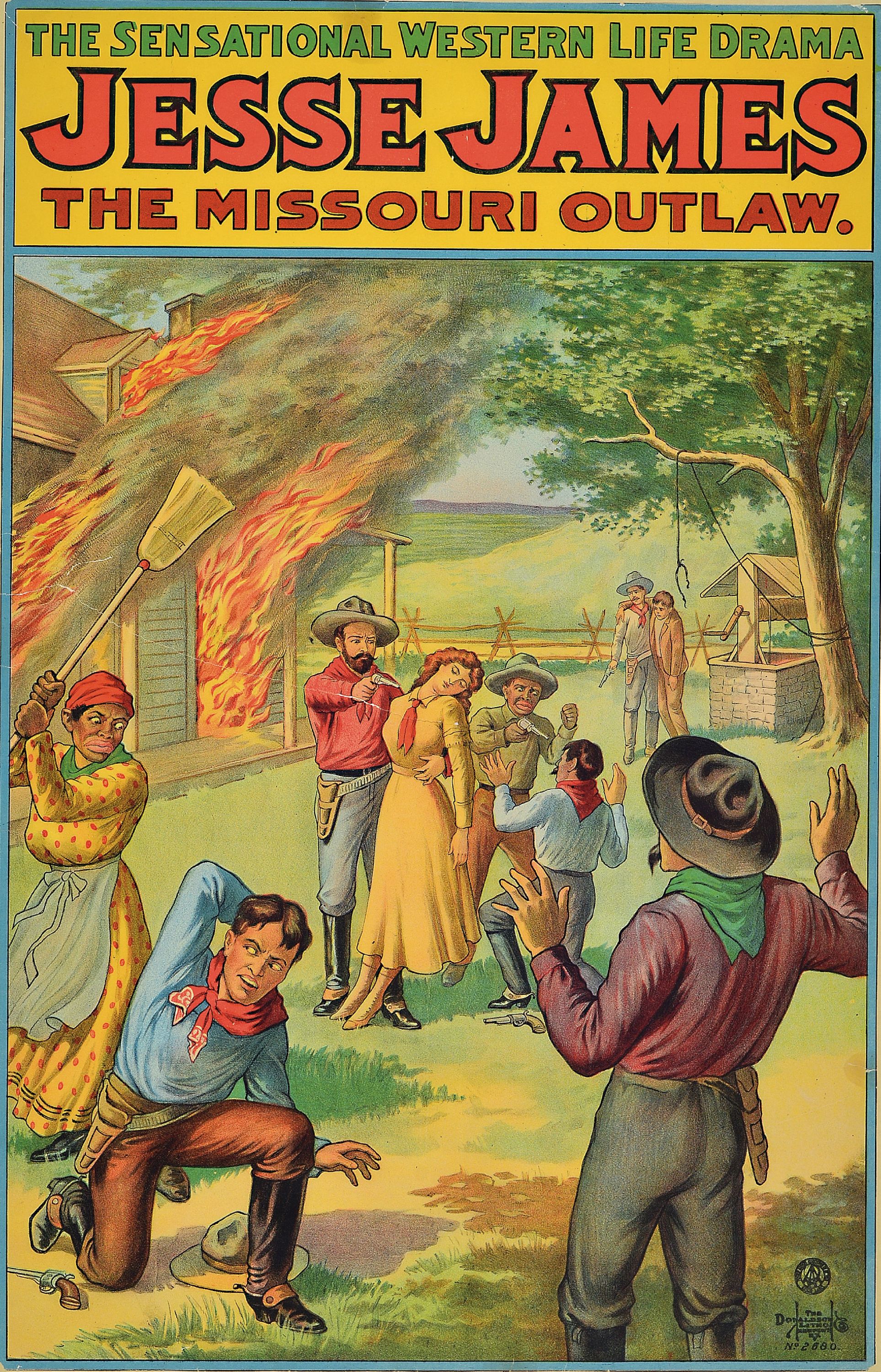 Image 27117360 - 2 theater posters, USA, around 1910, color lithographs, 1x James Boys in Missouri, ...